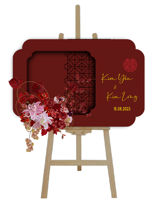 Bảng tên cô dâu chú rể để cổng wedding welcome