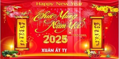 Tải file file in banner tết 2025 phông tết tất niên khai xuân chúc mừng năm mới 2025 TET1096 (PSD) cho in tranh 3D