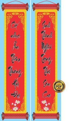 File tranh file câu đối tết chúc mừng năm mới 2025 TET1424 (bản gốc) in lụa dán tường