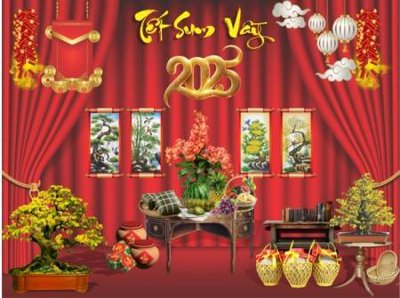 File gốc File tiểu cảnh tết check in phông tết 2025 TET1461 (phiên bản chuẩn) để in ấn