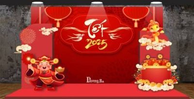 File tranh File tiểu cảnh tết check in phông tết 2025 TET1474 (file gốc) chủ đề phong thủy