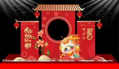 Hình ảnh file gốc in lụa File backdrop decor check in xuân ất tỵ 2025 TET1725