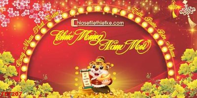 File gốc file in baner tết 2023 phông tết tất niên khai xuân TET207 (in lụa) tranh phong thủy