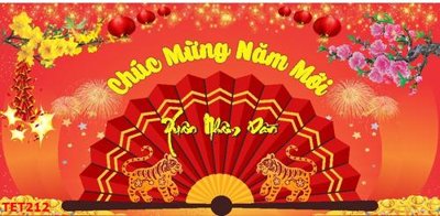 File tranh gốc in trần nhà file in baner tết 2023 phông tết tất niên khai xuân TET212 3D