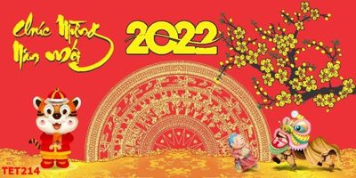 File tranh gốc in trần nhà file in baner tết 2023 phông tết tất niên khai xuân TET214 3D