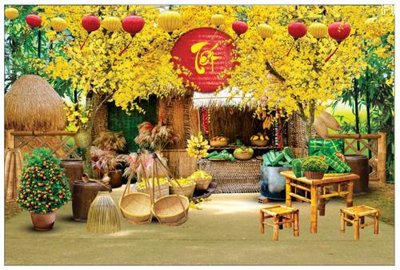 File PSD in ấn file in baner tết 2023 phông tết tất niên khai xuân TET524 (chất lượng cao)