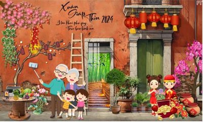 Mua file tranh gốc file in baner tết 2024 phông tiểu cảnh tết TTC55 tại Filetranh.com