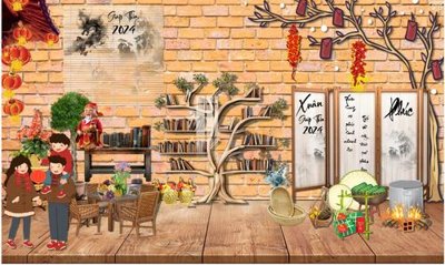 File in trần file in baner tết 2024 phông tiểu cảnh tết TTC58 (bản gốc) trời sao