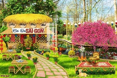 Tải file file in baner tết 2024 phông tiểu cảnh tết TTC67 (PSD) cho in tranh kính