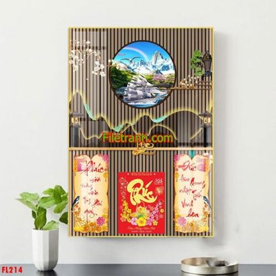 Download file tranh File in tranh đốc lịch tết block lịch FL214 (file gốc PSD)