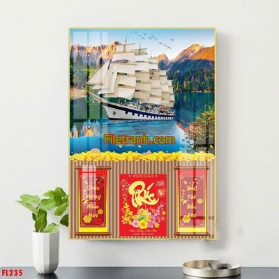 File tranh in trần 3D File in tranh đốc lịch tết block lịch FL235 (ảnh gốc)
