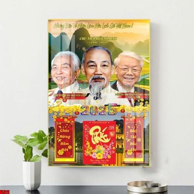File gốc File in tranh đốc lịch tết 2025 block lịch bác hồ bác giáp bác trọng FL311 (in lụa) tranh mã đáo
