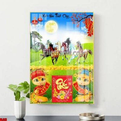 File tranh in trần 3D File in tranh đốc lịch tết block lịch ất tỵ con rắn FL412 (ảnh gốc)