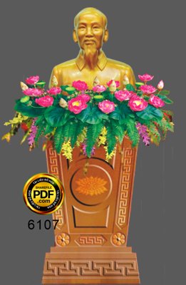 File gốc Ảnh bục tượng bác Hồ và hoa sen trên sân khấu hội trường (in tráng gương) sang trọng