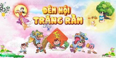 File tranh 28+ Backdrop trung thu (30) (bản gốc) in lụa 3D