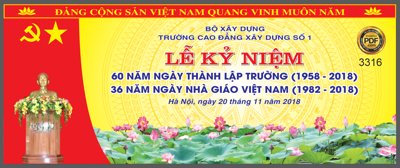 File in trần 5 Mẫu kỷ niệm 60 năm ngày thành lập trường 20/11 file CDR (bản gốc 3D) sống động