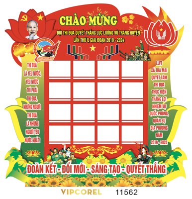 File PSD Báo tường chào mừng lực lượng Vũ Trang vector #7 (gốc) tách lớp chi tiết