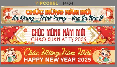 File gốc Băng rôn chúc mừng năm mới 2025 #10 file corel (in lụa) chi tiết cao
