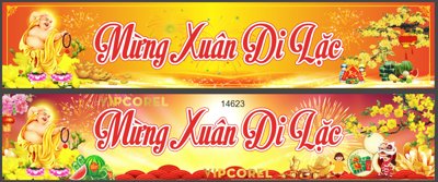 File gốc Băng rôn mừng xuân Di Lạc 2025 file corel (AI/EPS) cho in ấn