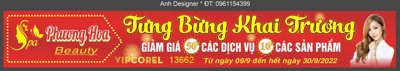 File tranh quảng cáo Băng rôn tưng bừng khai trương Phương Hoa Spa (download file gốc)