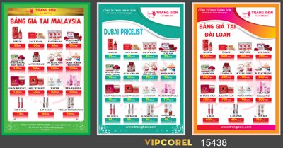 File gốc Bảng giá mỹ phẩm công ty Trang Bon file corel (trang trí) phòng làm việc