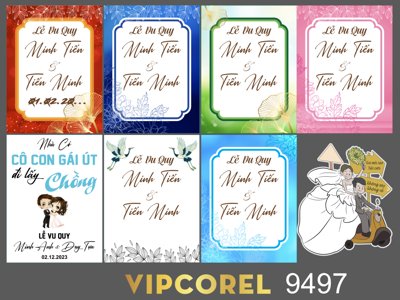 File tranh Bảng tên trang trí cổng cưới 2024 vector corel (ảnh gốc) độc quyền