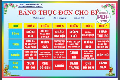 File tranh Bảng thực đơn cho bé file PDF & CDR (gốc) chủ đề thiên nhiên