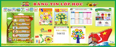File ảnh Bảng tin lớp học 2C - trường tiểu học mẫu 2025 file corel (gốc) in poster