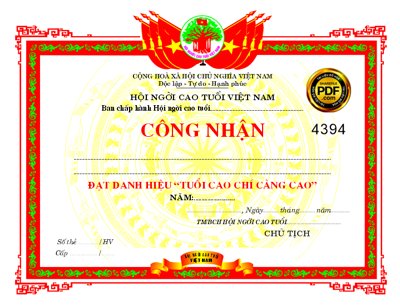 File in ấn cao cấp Bằng khen công nhận đạt danh hiệu tuổi cao Corel (file gốc)