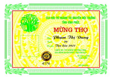 Ảnh mô tả file gốc in mica Bằng khen mừng thọ Phạm Thị Dung 70 tuổi fle corel