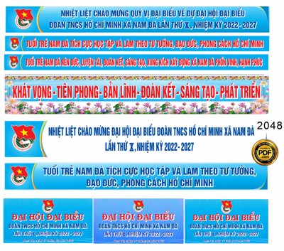 File gốc Bằng rôn chào mừng đại hội Đoàn TNCS Hồ Chí Minh CDR (in lụa) trang trí tường
