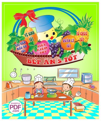 Ảnh gốc Bếp ăn 5 tốt trong trường học file PDF & CDR (nét căng) in mica
