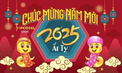 File in ấn Backdrop Chúc mừng năm mới 2025 #241 file corel (bản gốc) sắc nét