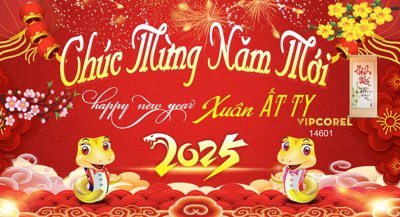 File tranh Backdrop Chúc mừng năm mới 2025 #246 file corel (gốc) chủ đề trẻ em