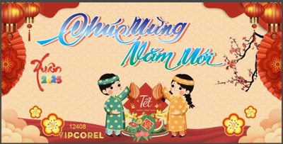 File gốc Backdrop Chúc mừng năm mới 2025 vector corel #134 (ảnh chi tiết) để in lụa