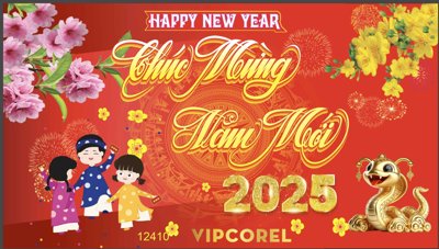 Mua file tranh gốc Backdrop Chúc mừng năm mới 2025 vector corel #136 tại Filetranh.com