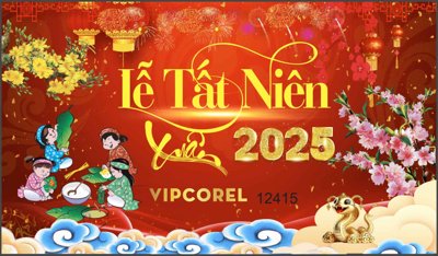File tranh Backdrop Chúc mừng năm mới 2025 vector corel #141 (bản gốc) in lụa dán tường