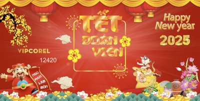 Download file Backdrop Chúc mừng năm mới 2025 vector corel #146 (gốc) in mica đèn LED