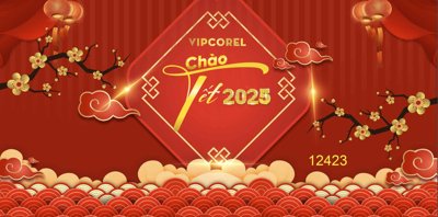 File gốc Backdrop Chúc mừng năm mới 2025 vector corel #149 (in 3D) cho trang trí