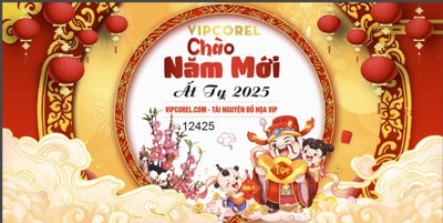 Hình ảnh file gốc Backdrop Chúc mừng năm mới 2025 vector corel #151 cho in UV