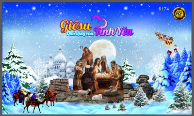 File gốc Backdrop Giáng sinh Giêsu quà tặng của tình yêu #20 (in lụa) trang trí tường