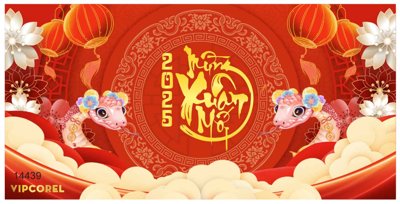 File gốc Backdrop Happy New Year 2025 file corel #5 (in ấn) màu sắc trung thực