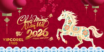 File ảnh Backdrop Happy New Year 2026 file corel #12 (gốc) dùng in Pano
