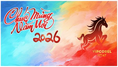 Download file gốc Backdrop Happy New Year 2026 file corel #127 (in lụa) tranh 3D