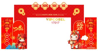File gốc Backdrop Happy New Year 2026 file corel #24 (AI/EPS) cho in ấn