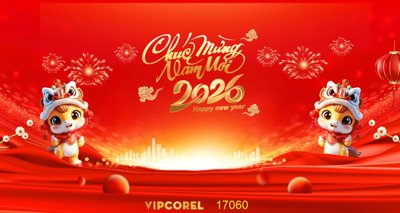 Tải file gốc Backdrop Happy New Year 2026 file corel #41 (để in lụa)