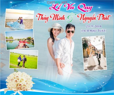 File gốc Backdrop Lễ Vu Quy nền xanh dương file CDR (dành cho trang trí nội thất)