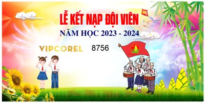 File gốc Backdrop Lễ kết nạp đội viên file corel (in lụa) hoa văn cổ điển