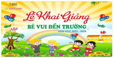 File gốc Backdrop Lễ khai giảng bé vui đến trường 2023 #2 (phong cách) châu Âu