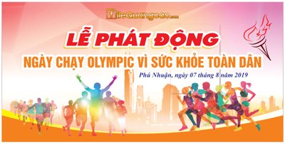 File in trần Backdrop Lễ phát động ngày chạy sức khỏe toàn dân file CDR (file gốc) hoa văn 3D